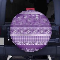 Hawaiian Hibiscus Honu Spare Tire Cover Purple Mele Kalikimaka Palaka Spirit - Polynesian Pride