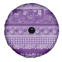 Hawaiian Hibiscus Honu Spare Tire Cover Purple Mele Kalikimaka Palaka Spirit - Polynesian Pride