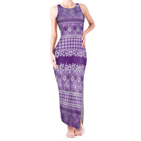 Hawaiian Hibiscus Honu Tank Maxi Dress Purple Mele Kalikimaka Palaka Spirit - Polynesian Pride