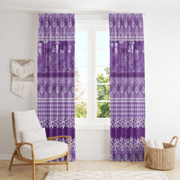 Hawaiian Hibiscus Honu Window Curtain Purple Mele Kalikimaka Palaka Spirit - Polynesian Pride