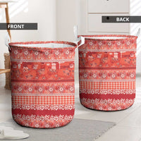 Hawaiian Hibiscus Honu Laundry Basket Red Mele Kalikimaka Palaka Spirit - Polynesian Pride