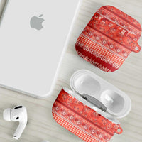 Hawaiian Hibiscus Honu AirPods Case Red Mele Kalikimaka Palaka Spirit LT9 - Polynesian Pride