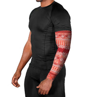 Hawaiian Hibiscus Honu Arm Sleeves Red Mele Kalikimaka Palaka Spirit - Polynesian Pride