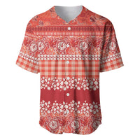 Hawaiian Hibiscus Honu Baseball Jersey Red Mele Kalikimaka Palaka Spirit - Polynesian Pride