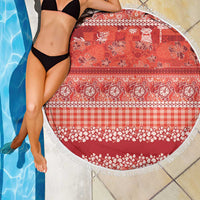 Hawaiian Hibiscus Honu Beach Blanket Red Mele Kalikimaka Palaka Spirit - Polynesian Pride