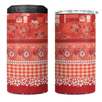 Hawaiian Hibiscus Honu 4 in 1 Can Cooler Tumbler Red Mele Kalikimaka Palaka Spirit - Polynesian Pride
