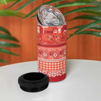 Hawaiian Hibiscus Honu 4 in 1 Can Cooler Tumbler Red Mele Kalikimaka Palaka Spirit - Polynesian Pride