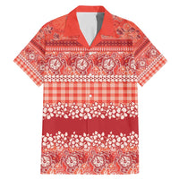 Hawaiian Hibiscus Honu Family Matching Mermaid Dress and Hawaiian Shirt Red Mele Kalikimaka Palaka Spirit LT9 Dad's Shirt - Short Sleeve Red - Polynesian Pride