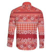 Hawaiian Hibiscus Honu Family Matching Off The Shoulder Long Sleeve Dress and Hawaiian Shirt Red Mele Kalikimaka Palaka Spirit - Polynesian Pride