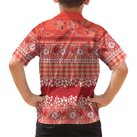 Hawaiian Hibiscus Honu Family Matching Off Shoulder Maxi Dress and Hawaiian Shirt Red Mele Kalikimaka Palaka Spirit LT9 - Polynesian Pride