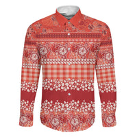 Hawaiian Hibiscus Honu Family Matching Puletasi and Hawaiian Shirt Red Mele Kalikimaka Palaka Spirit LT9 Dad's Shirt - Long Sleeve Red - Polynesian Pride