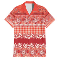 Hawaiian Hibiscus Honu Family Matching Short Sleeve Bodycon Dress and Hawaiian Shirt Red Mele Kalikimaka Palaka Spirit - Polynesian Pride