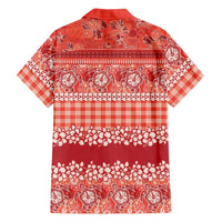 Hawaiian Hibiscus Honu Family Matching Short Sleeve Bodycon Dress and Hawaiian Shirt Red Mele Kalikimaka Palaka Spirit LT9 - Polynesian Pride