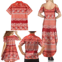 Hawaiian Hibiscus Honu Family Matching Summer Maxi Dress and Hawaiian Shirt Red Mele Kalikimaka Palaka Spirit - Polynesian Pride