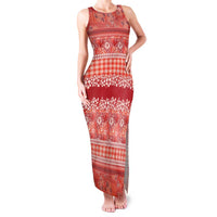 Hawaiian Hibiscus Honu Family Matching Tank Maxi Dress and Hawaiian Shirt Red Mele Kalikimaka Palaka Spirit LT9 Red - Polynesian Pride
