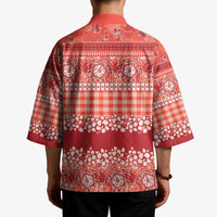 Hawaiian Hibiscus Honu Kimono Red Mele Kalikimaka Palaka Spirit - Polynesian Pride