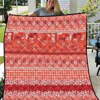 Hawaiian Hibiscus Honu Quilt Red Mele Kalikimaka Palaka Spirit - Polynesian Pride