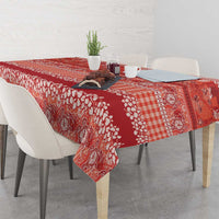 Hawaiian Hibiscus Honu Tablecloth Red Mele Kalikimaka Palaka Spirit - Polynesian Pride