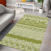 Hawaiian Hibiscus Honu Area Rug Sage Green Mele Kalikimaka Palaka Spirit - Polynesian Pride