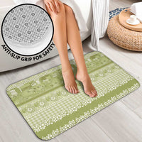 Hawaiian Hibiscus Honu Bathroom Set Sage Green Mele Kalikimaka Palaka Spirit - Polynesian Pride