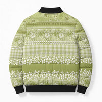 Hawaiian Hibiscus Honu Bomber Puffer Jacket Sage Green Mele Kalikimaka Palaka Spirit - Polynesian Pride