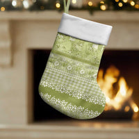 Hawaiian Hibiscus Honu Christmas Stocking Sage Green Mele Kalikimaka Palaka Spirit - Polynesian Pride