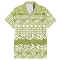 Hawaiian Hibiscus Honu Family Matching Long Sleeve Bodycon Dress and Hawaiian Shirt Sage Green Mele Kalikimaka Palaka Spirit LT9 Dad's Shirt - Short Sleeve Sage Green - Polynesian Pride