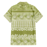 Hawaiian Hibiscus Honu Family Matching Long Sleeve Bodycon Dress and Hawaiian Shirt Sage Green Mele Kalikimaka Palaka Spirit LT9 - Polynesian Pride