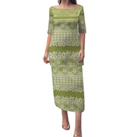 Hawaiian Hibiscus Honu Family Matching Puletasi and Hawaiian Shirt Sage Green Mele Kalikimaka Palaka Spirit LT9 Sage Green - Polynesian Pride