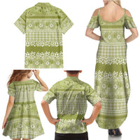 Hawaiian Hibiscus Honu Family Matching Summer Maxi Dress and Hawaiian Shirt Sage Green Mele Kalikimaka Palaka Spirit LT9 - Polynesian Pride