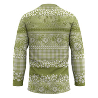 Hawaiian Hibiscus Honu Hockey Jersey Sage Green Mele Kalikimaka Palaka Spirit - Polynesian Pride