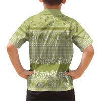 Hawaiian Hibiscus Honu Kid Hawaiian Shirt Sage Green Mele Kalikimaka Palaka Spirit - Polynesian Pride