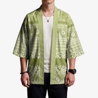 Hawaiian Hibiscus Honu Kimono Sage Green Mele Kalikimaka Palaka Spirit - Polynesian Pride