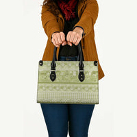 Hawaiian Hibiscus Honu Leather Bag Sage Green Mele Kalikimaka Palaka Spirit - Polynesian Pride
