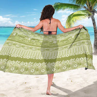 Hawaiian Hibiscus Honu Sarong Sage Green Mele Kalikimaka Palaka Spirit - Polynesian Pride