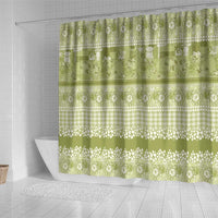 Hawaiian Hibiscus Honu Shower Curtain Sage Green Mele Kalikimaka Palaka Spirit - Polynesian Pride