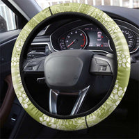 Hawaiian Hibiscus Honu Steering Wheel Cover Sage Green Mele Kalikimaka Palaka Spirit - Polynesian Pride