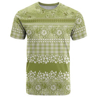 Hawaiian Hibiscus Honu T Shirt Sage Green Mele Kalikimaka Palaka Spirit - Polynesian Pride