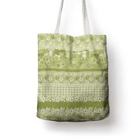 Hawaiian Hibiscus Honu Tote Bag Sage Green Mele Kalikimaka Palaka Spirit - Polynesian Pride