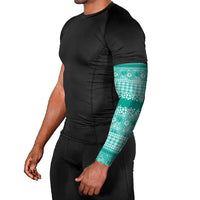 Hawaiian Hibiscus Honu Arm Sleeves Turquoise Mele Kalikimaka Palaka Spirit - Polynesian Pride