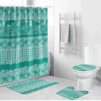 Hawaiian Hibiscus Honu Bathroom Set Turquoise Mele Kalikimaka Palaka Spirit - Polynesian Pride