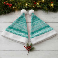 Hawaiian Hibiscus Honu Christmas Santa Hat Turquoise Mele Kalikimaka Palaka Spirit - Polynesian Pride