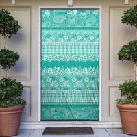 Hawaiian Hibiscus Honu Door Cover Turquoise Mele Kalikimaka Palaka Spirit - Polynesian Pride