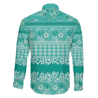 Hawaiian Hibiscus Honu Family Matching Off The Shoulder Long Sleeve Dress and Hawaiian Shirt Turquoise Mele Kalikimaka Palaka Spirit LT9 - Polynesian Pride