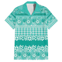 Hawaiian Hibiscus Honu Family Matching Summer Maxi Dress and Hawaiian Shirt Turquoise Mele Kalikimaka Palaka Spirit - Polynesian Pride