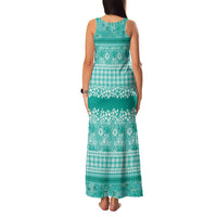 Hawaiian Hibiscus Honu Family Matching Tank Maxi Dress and Hawaiian Shirt Turquoise Mele Kalikimaka Palaka Spirit LT9 - Polynesian Pride