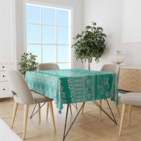 Hawaiian Hibiscus Honu Tablecloth Turquoise Mele Kalikimaka Palaka Spirit - Polynesian Pride
