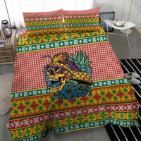 Hawaiian Pineapples Skull Bedding Set Mele Kalikimaka Palaka Quilt Pattern - Polynesian Pride