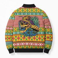 Hawaiian Pineapples Skull Bomber Puffer Jacket Mele Kalikimaka Palaka Quilt Pattern - Polynesian Pride