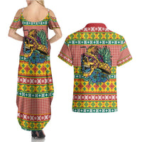 Hawaiian Pineapples Skull Couples Matching Summer Maxi Dress and Hawaiian Shirt Mele Kalikimaka Palaka Quilt Pattern - Polynesian Pride